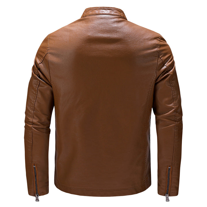 Herren Kunstlederjacke im modernen Casual-Stil mit praktischen Taschen Echoarchiv