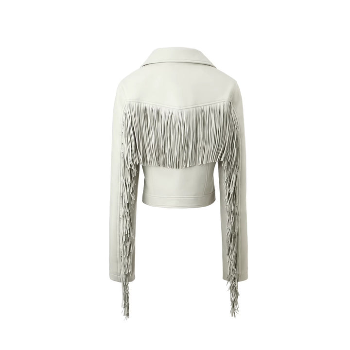 Damen Cropped Bikerjacke mit Fransen Echo Archiv
