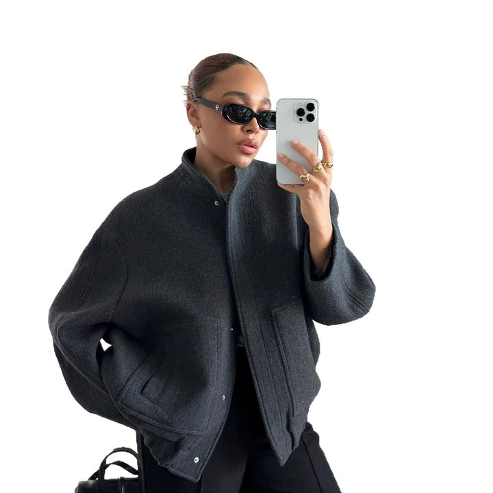Damen Oversized Wolljacke mit knopflosem Design und weichem Innenfutter Echo Archiv
