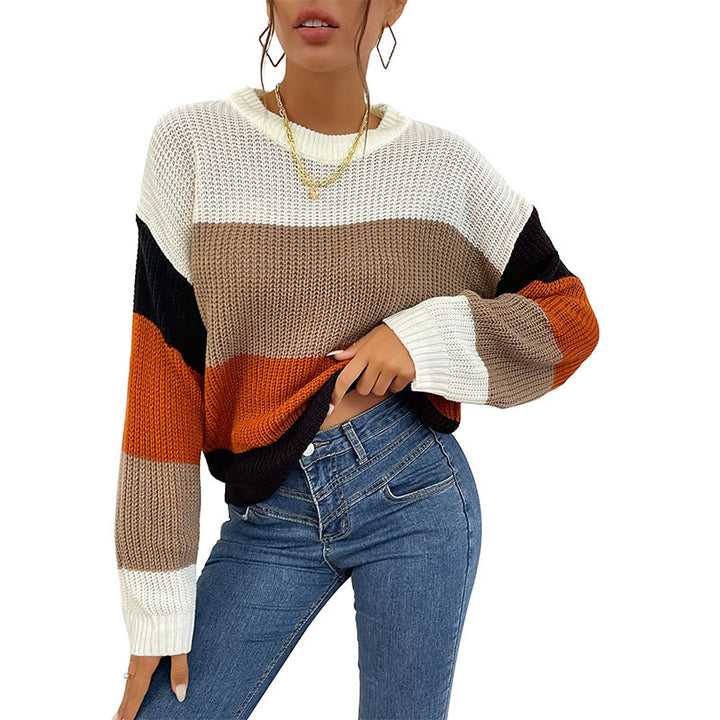 Damen Lässiger Strickpullover mit Farbblock Echo Archiv
