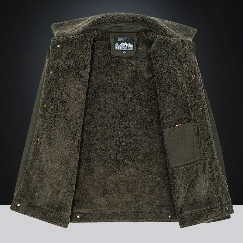 Herren nan gefütterte Canvas-Fieldjacke mit Teddyfutter, Brustklappe und Druckknopffront Echo Archiv