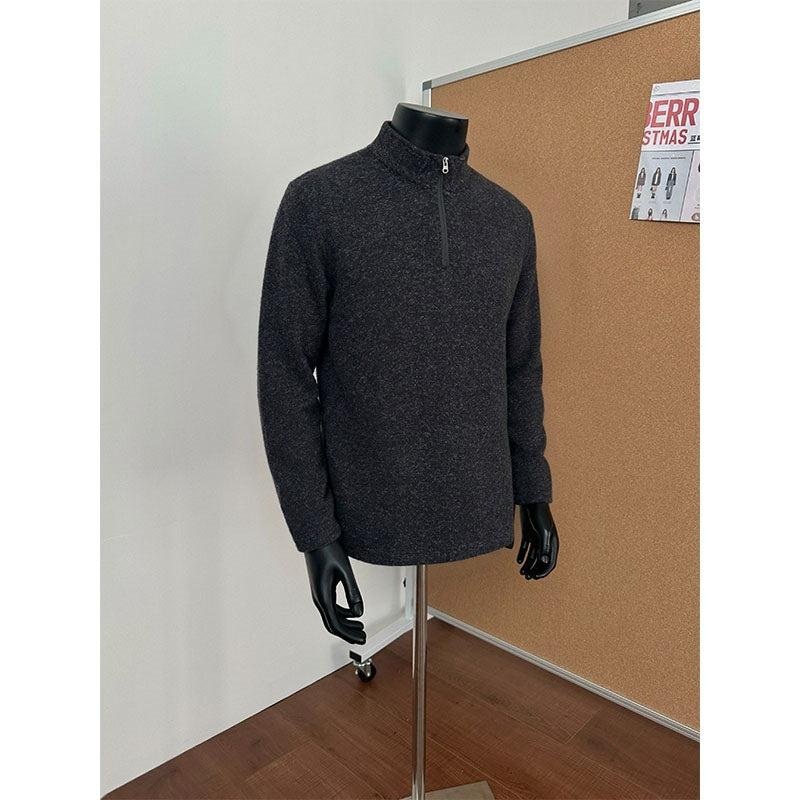 Herren Halbzip-Strickpullover mit Stehkragen und melierter Struktur Echo Archiv