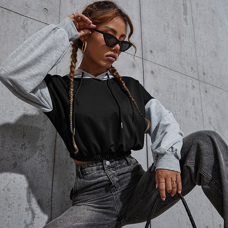 Damen Modischer cropped Hoodie mit Farbblock Echo Archiv