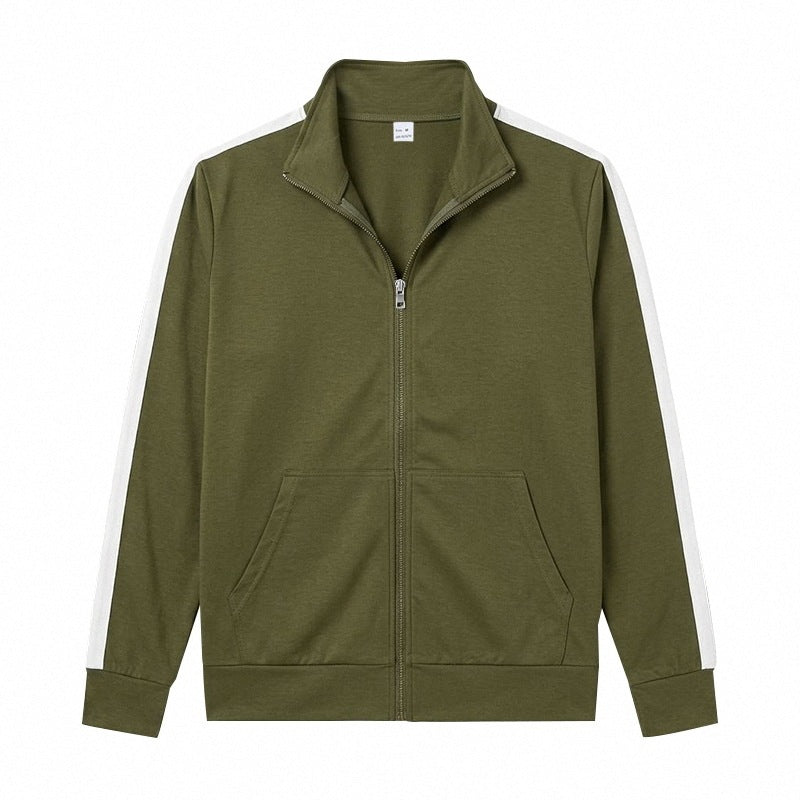Herren Retro Trackjacke mit Stehkragen, Kontraststreifen und Kängurutasche – Cavarno