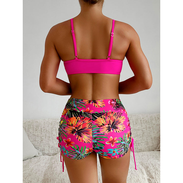 Damen Sportlicher Bikini mit floralem Design und verstellbaren Riemen Echo Archiv