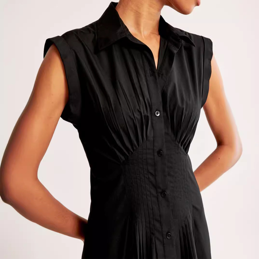 Damen Maxikleid mit Schulterklappen und klassischem Knopfverschluss Echo Archiv
