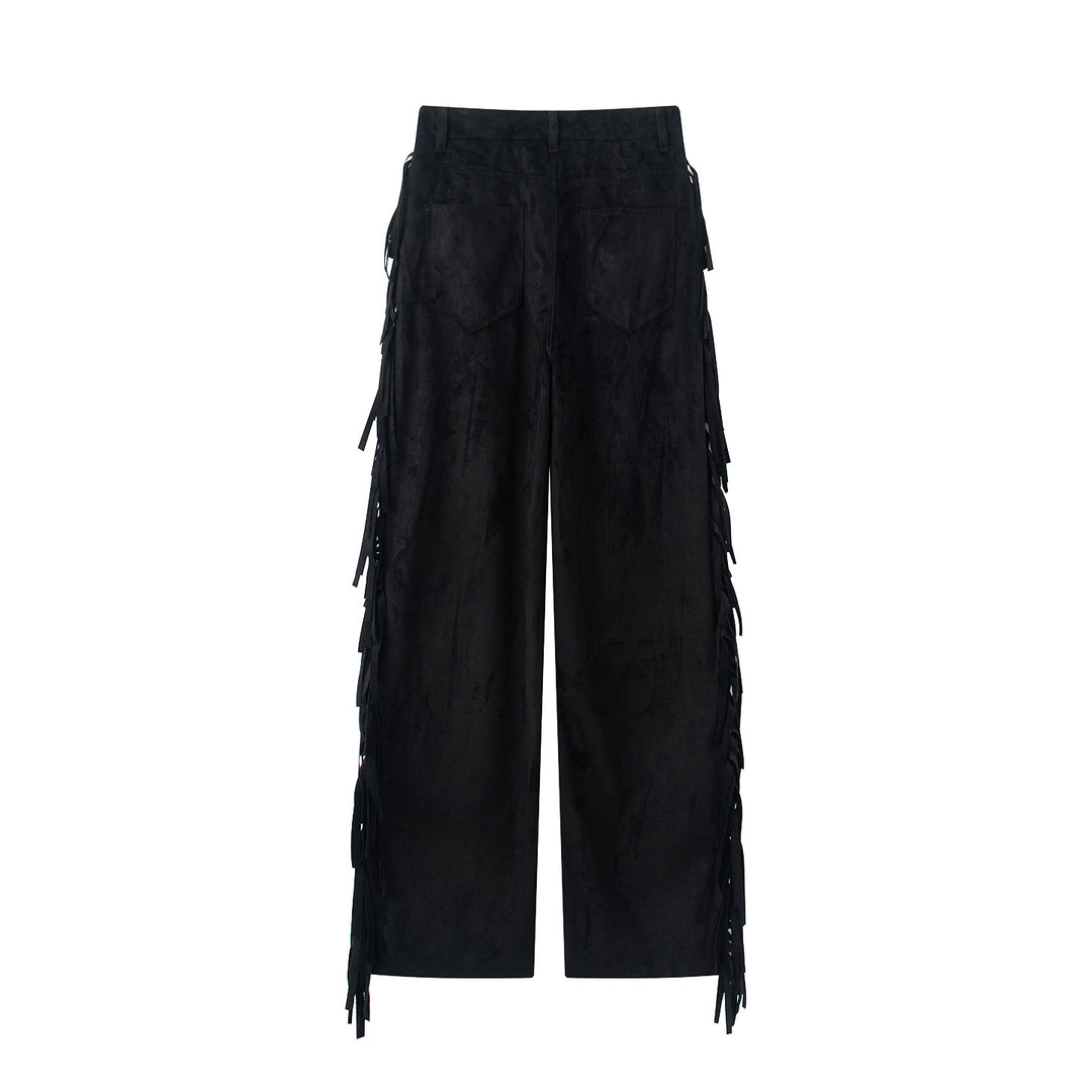 Damen Weite Highwaist-Hose mit seitlichen Fransen und weitem Bein Echo Archiv