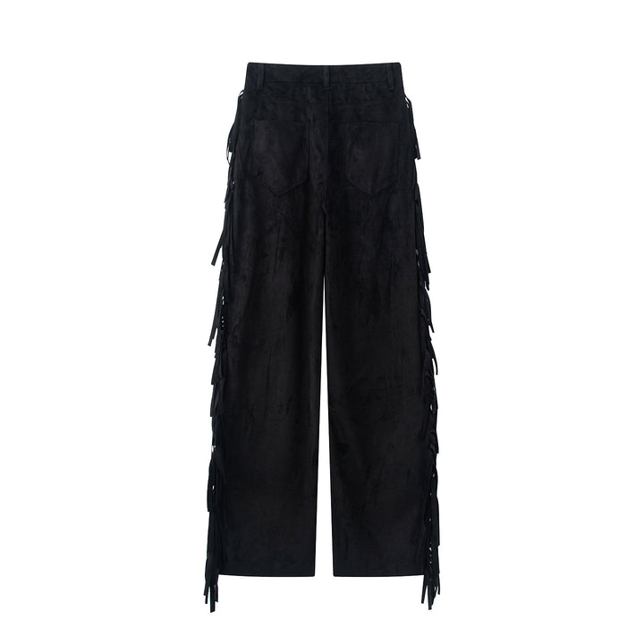 Damen Weite Highwaist-Hose mit seitlichen Fransen und weitem Bein Echo Archiv