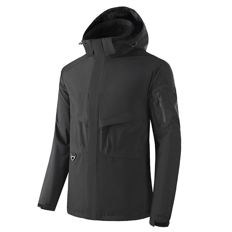 Herren Wasserdichte Softshell-Outdoorjacke mit verschweißten Nähten, taktischen Brusttaschen und verstellbarer Kapuze Echo Archiv