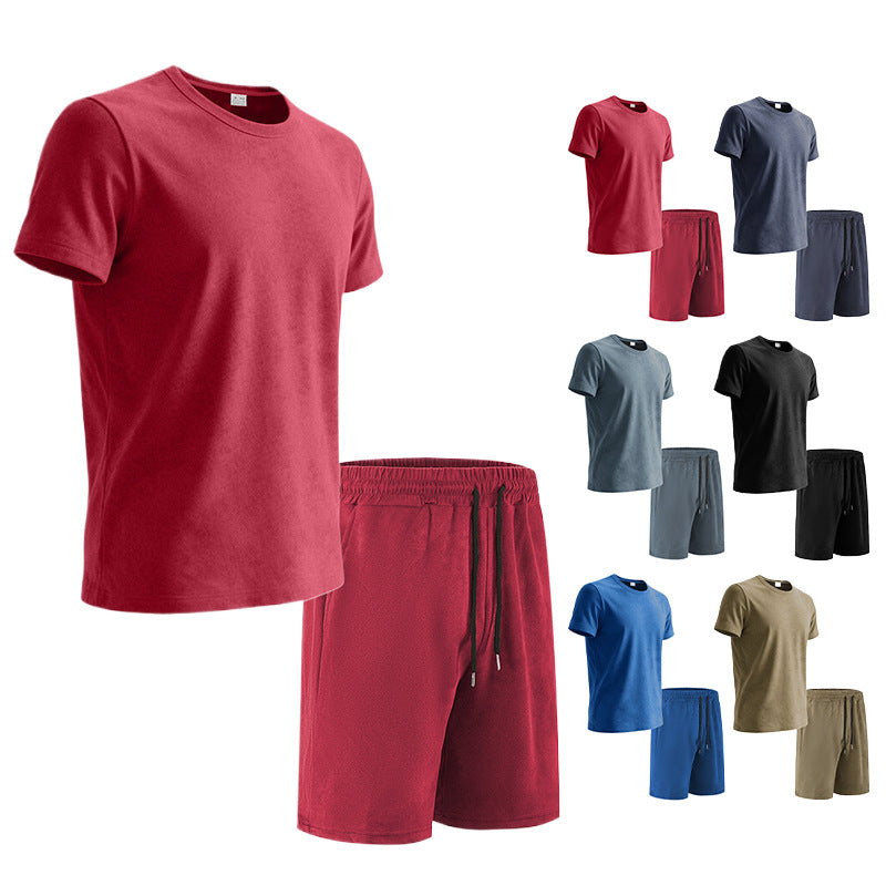 Herren nan Samtvelours Lounge-Set mit Rundhals-Kurzarmshirt und Kordelshorts Echo Archiv