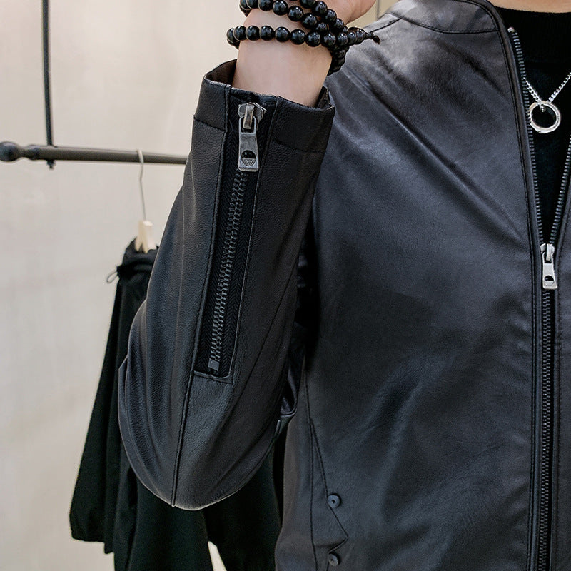 Herren Modische Lederjacke mit stylischem Kragen Echo Archiv