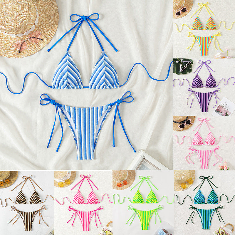 Damen Triangel-Bikini mit raffinierten Streifen und verspielten Schleifen Echo Archiv