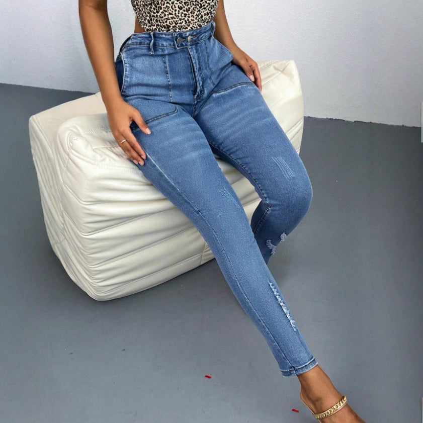 Damen Taillenbetonte Superstretch-Skinny-Jeans mit aufgesetzten Vorderpaspeltaschen Echo Archiv