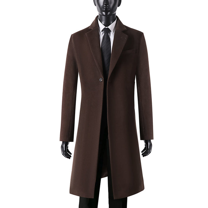 Herren Eleganter Longcoat aus Wollmix mit schmaler Silhouette und Ein-Knopf‑Verschluss Echoarchiv