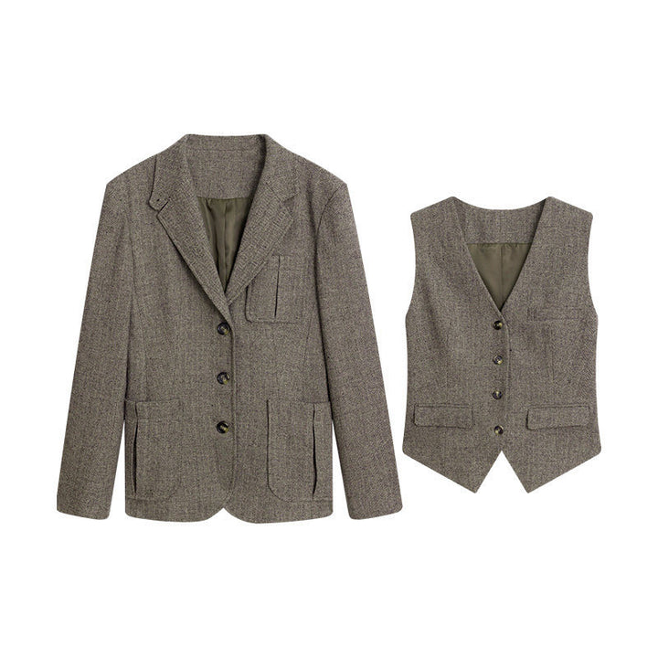 Damen Modischer Tweed Blazer Echoarchiv