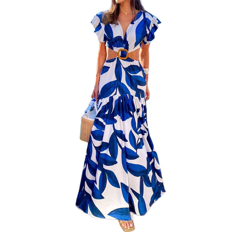 Damen Maxi-Kleid mit raffinierten Cut-Out-Details und voluminösen Rüschen Echo Archiv