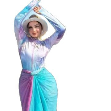 Damen modischer Strandanzug mit Wickelrock und UV-Schutz Echo Archiv