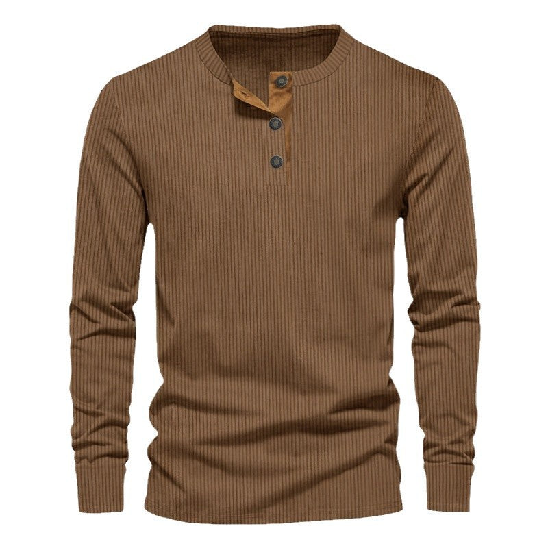 Herren Langarm Henley-Shirt mit strukturiertem Design und praktischen Knöpfen Echoarchiv