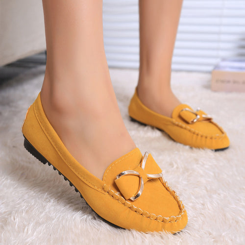 Damen Mokassin-Slipper in Veloursleder-Optik mit Zierknoten und rutschfester Profilsohle – Lioré