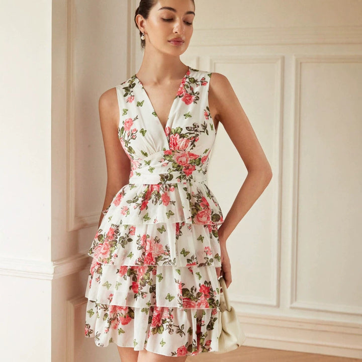 Damen Sommerliches Kleid mit Rüschen und floralem Muster Echo Archiv