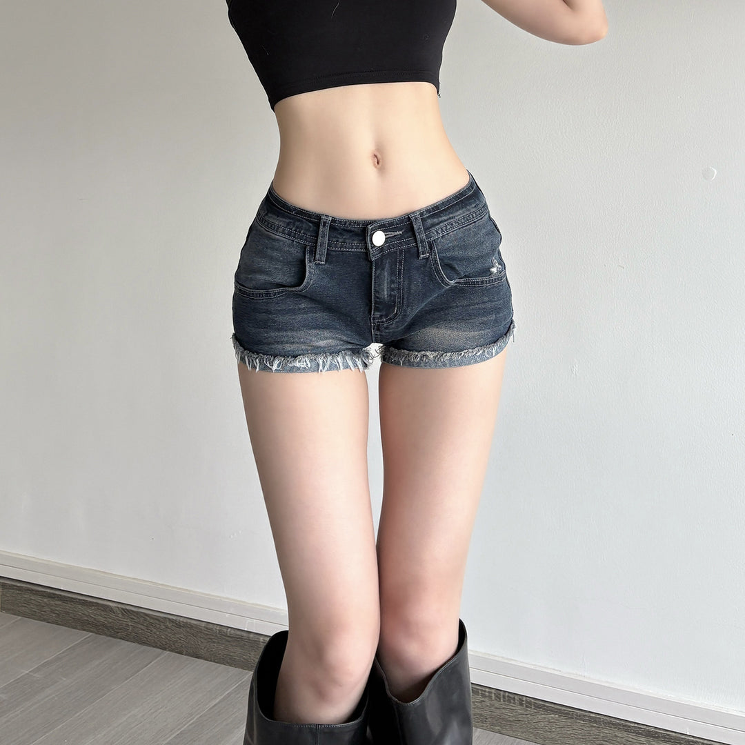 Damen Denim-Shorts mit ausgefranstem Saum Echo Archiv