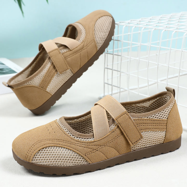Damen nan atmungsaktive Mary-Jane-Walking-Halbschuh mit Klettverschluss und verstärkter Profilsohle Echo Archiv