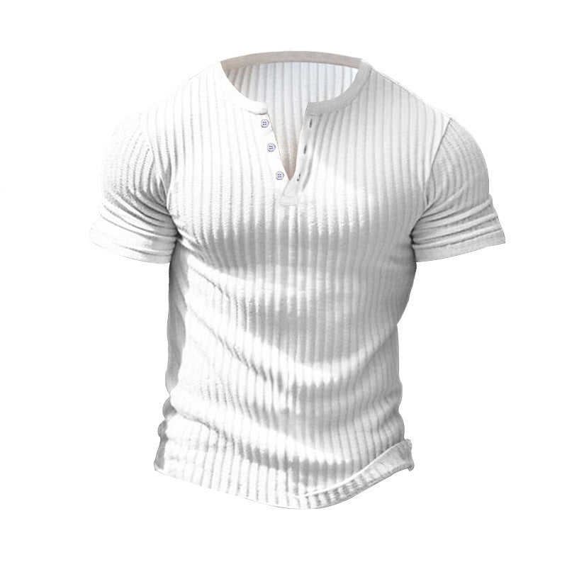 Herren Kurzarm Henley-T-Shirt mit strukturiertem Rippdesign Echoarchiv