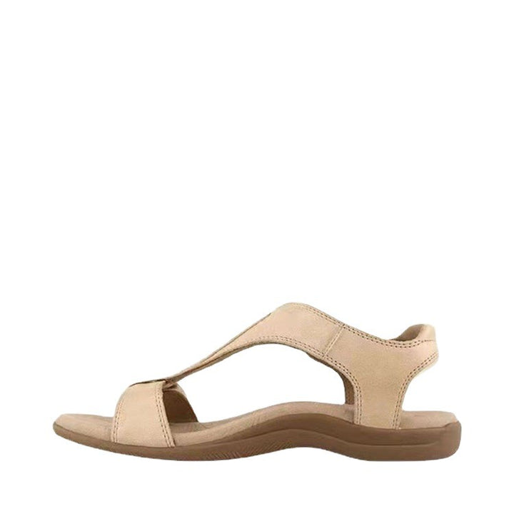 Damen Bequeme Flache Sandalen mit ergonomischem Kork‑Komfortfußbett und Klettverschluss – Sorelia