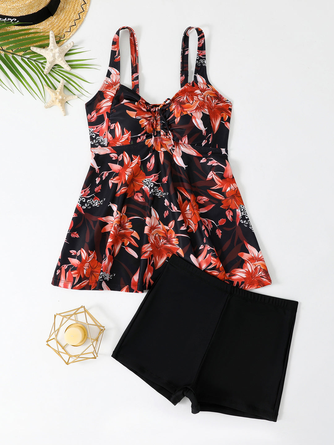 Damen Buntes Schwimmbadkleid mit verstellbaren Trägern Echo Archiv