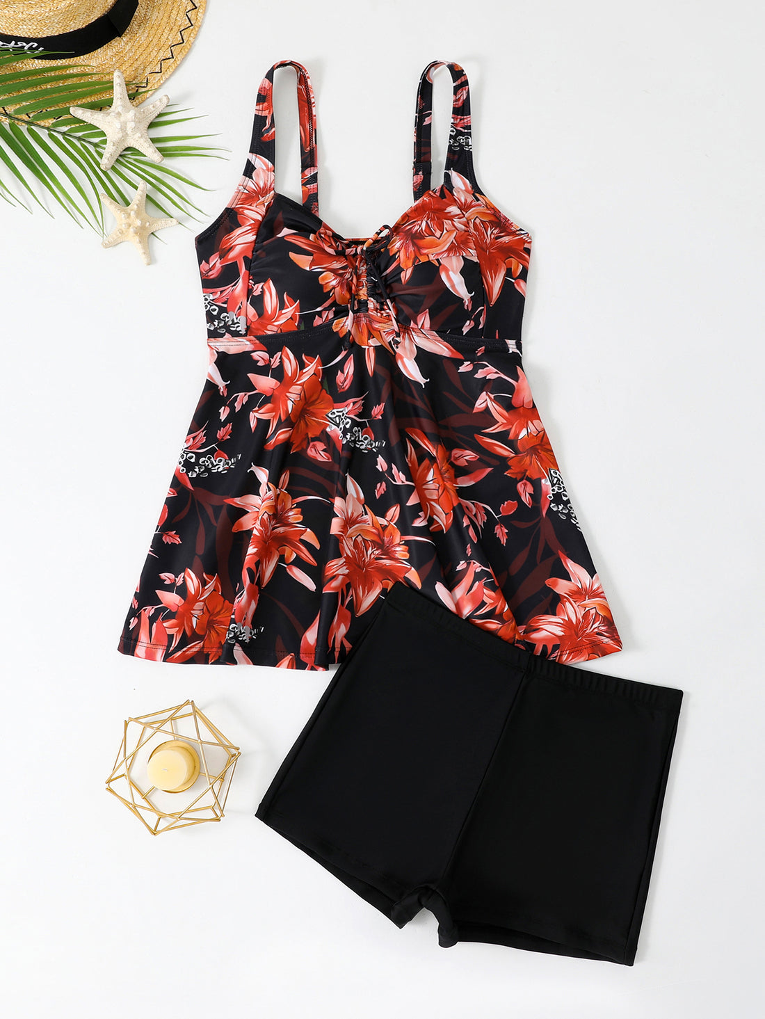 Damen Buntes Schwimmbadkleid mit verstellbaren Trägern – Élara