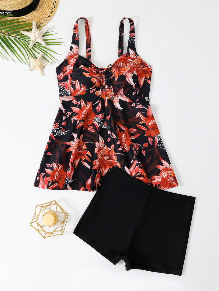 Damen Buntes Schwimmbadkleid mit verstellbaren Trägern Echo Archiv