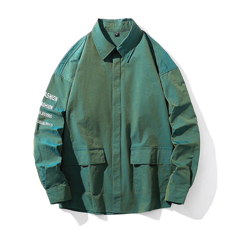 Herren lässige Hemdjacke mit Print-Details Echoarchiv