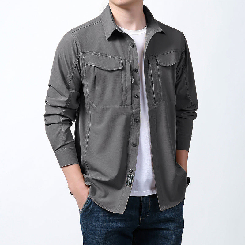 Herren nan leichtes Utility-Hemdjacke mit Brustklappen, Reißverschlusstasche und stretchigem Funktionsgewebe Echo Archiv