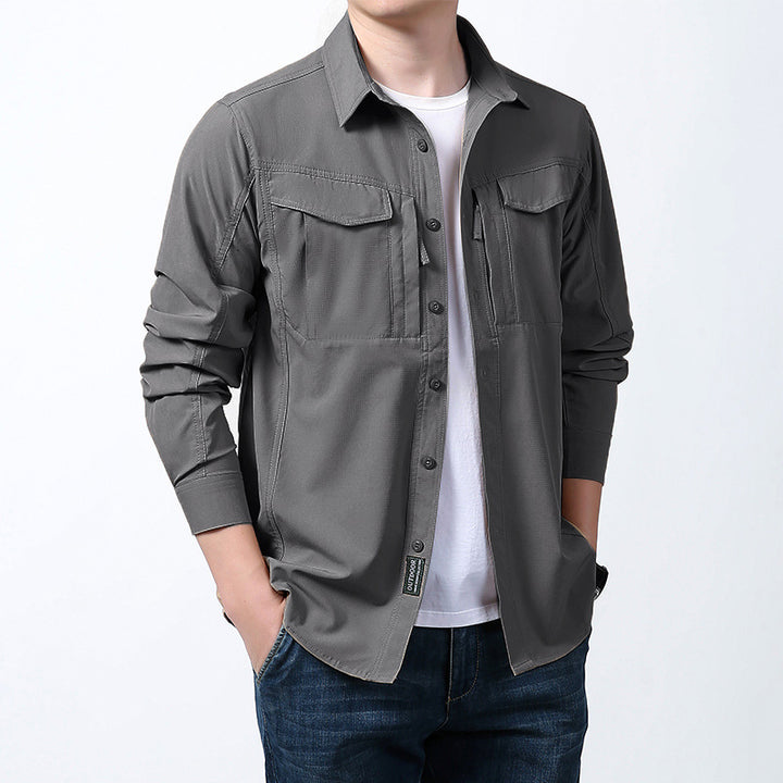 Herren nan leichtes Utility-Hemdjacke mit Brustklappen, Reißverschlusstasche und stretchigem Funktionsgewebe Echo Archiv