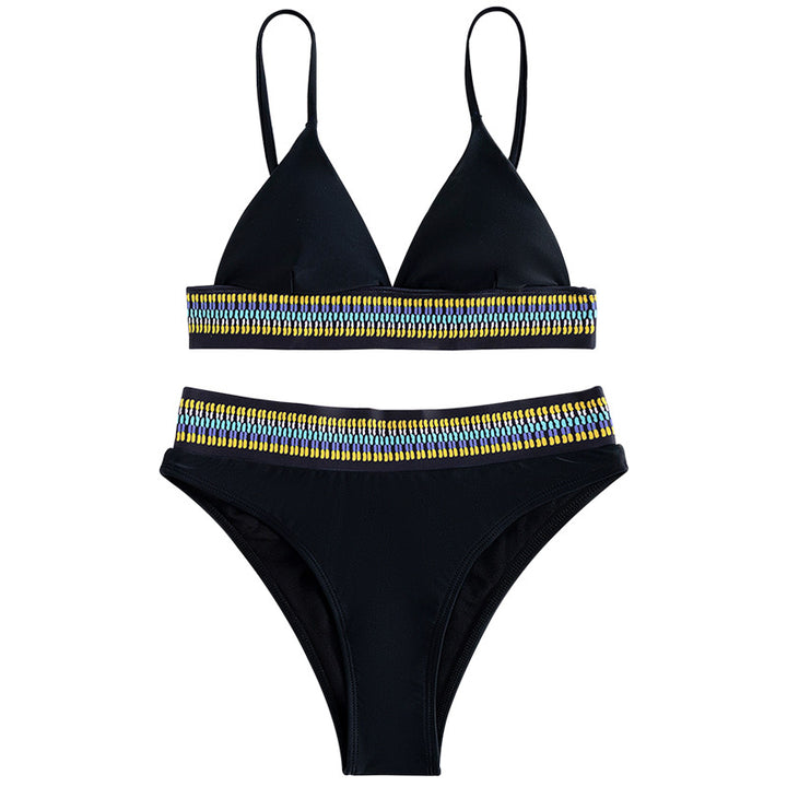Damen Hochtaillierter Bikini mit buntem Jacquard-Bund Echo Archiv