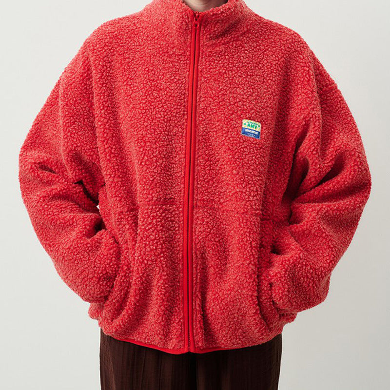 Damen Flauschige Fleecejacke mit hohen Kragen und seitlichen Taschen Echoarchiv