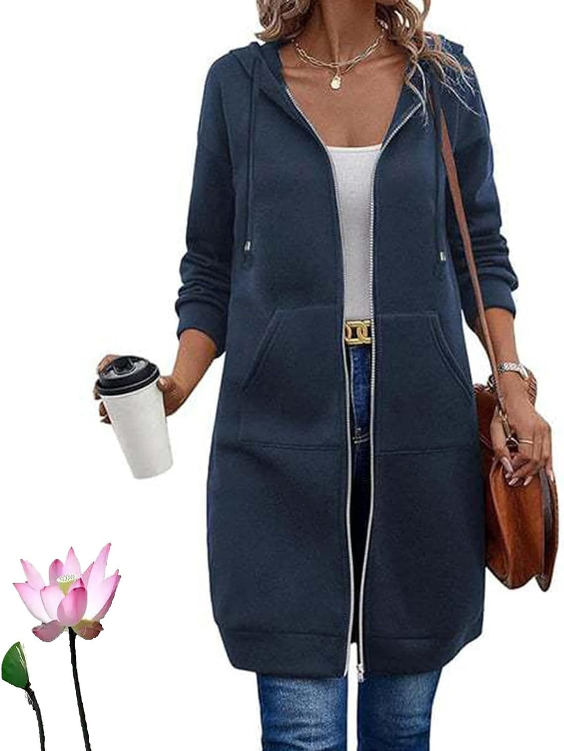Damen Lässige Langarm Hoodie-Jacke – Auréline