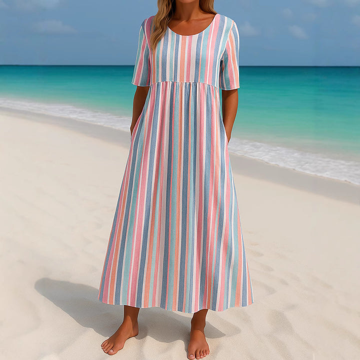 Damen lässiges Maxikleid mit hellen Streifen Echo Archiv