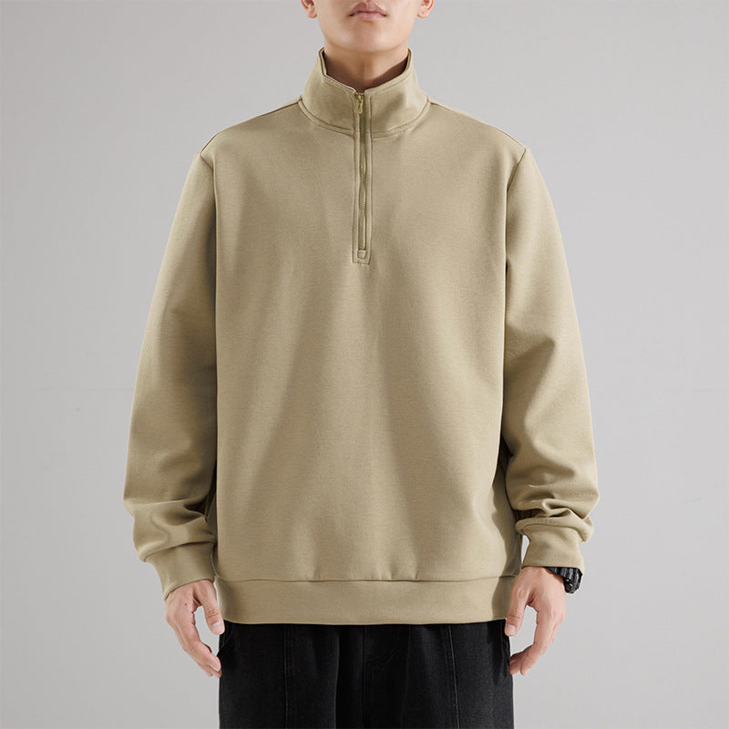 Herren Oversized-Halbzip-Sweatshirt mit hohem Stehkragen, schwerer French-Terry und minimalistischem Design Echo Archiv