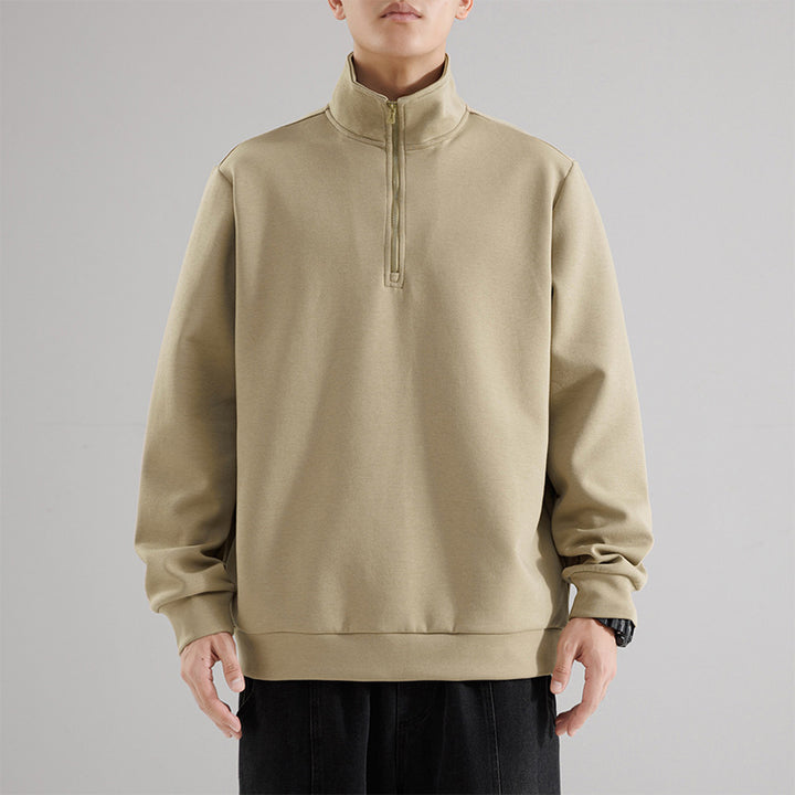 Herren Oversized-Halbzip-Sweatshirt mit hohem Stehkragen, schwerer French-Terry und minimalistischem Design Echo Archiv