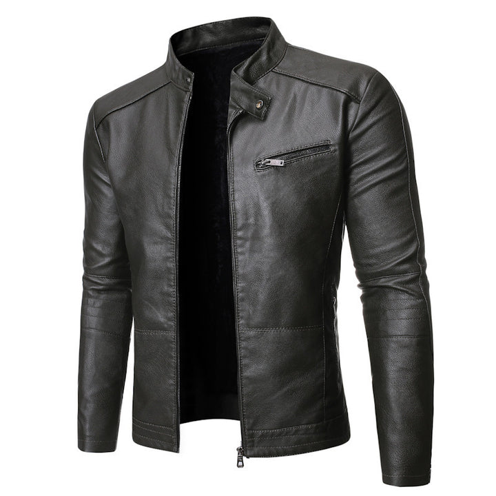 Herren Biker-Lederjacke mit asymmetrischem Reißverschluss und gesteppten Ärmel Echoarchiv