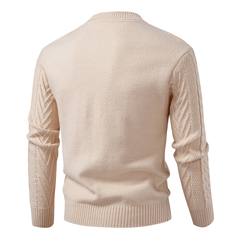 Herren Grobstrickpullover mit Zopfmuster und Rundhalsausschnitt Echoarchiv