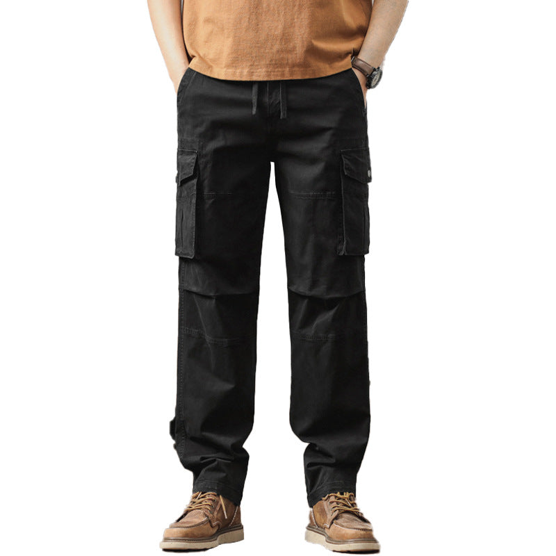 Herren Gerade geschnittene Canvas-Cargohose mit Klapp-Utility-Taschen und Kordelbund Echo Archiv