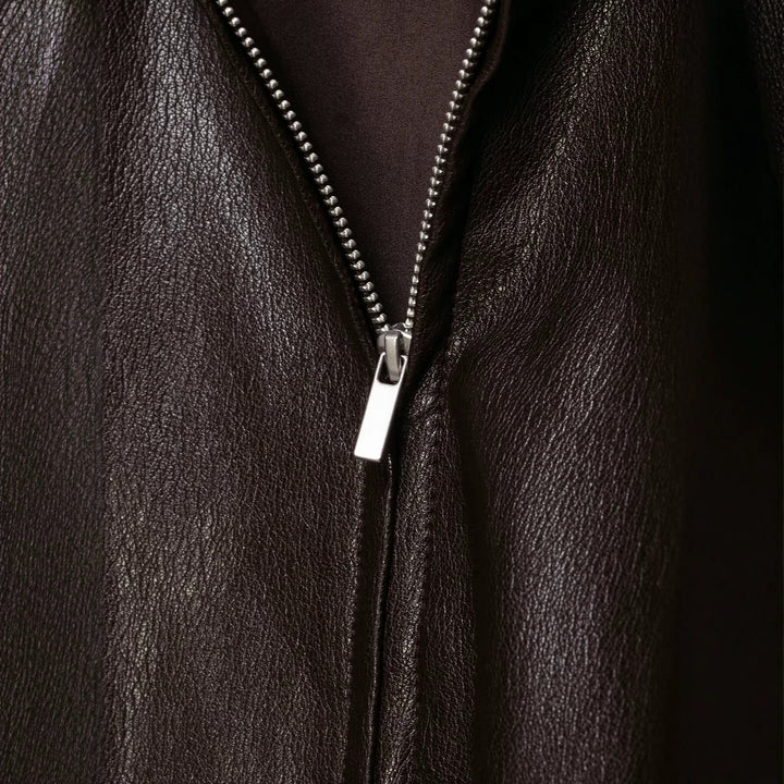 Damen Oversize Jacke im Lederlook mit hohem Funnelkragen, Raglanärmeln und Tunnelzugsaum Echoarchiv