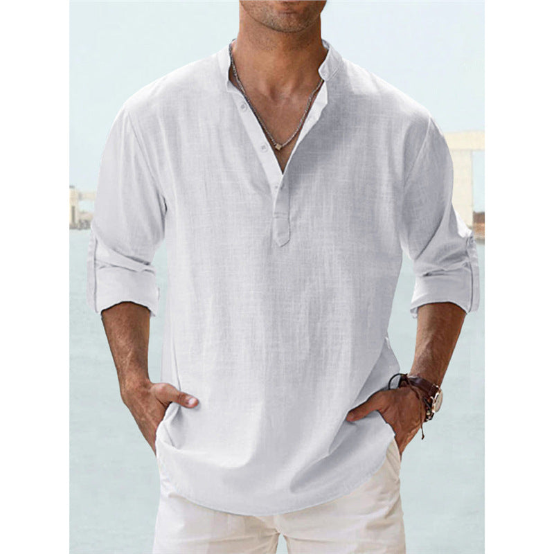 Herren Langarm Henley-Shirt mit lässigem Knopfverschluss und hochwertiger Baumwolle Echoarchiv