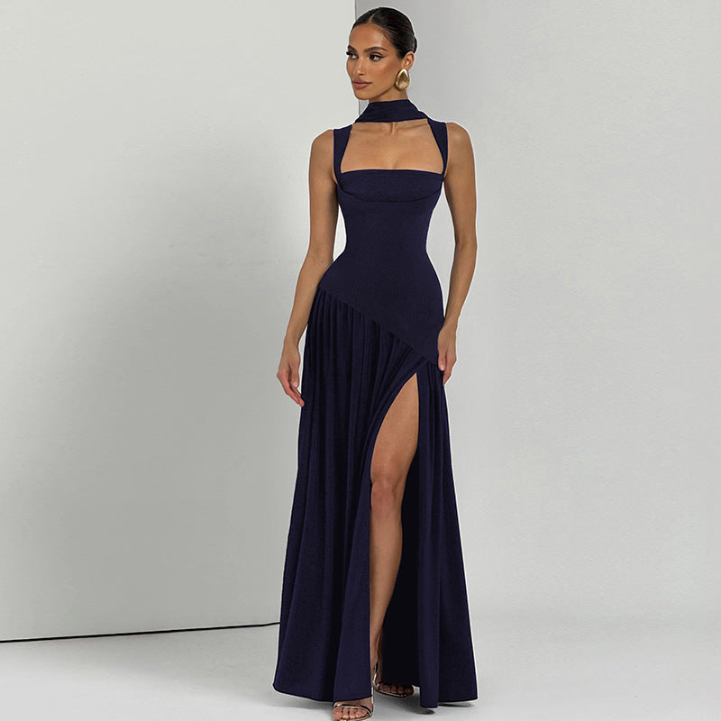 Damen Elegantes Abendkleid mit asymmetrischem Schnitt und tiefem Schlitz Echo Archiv