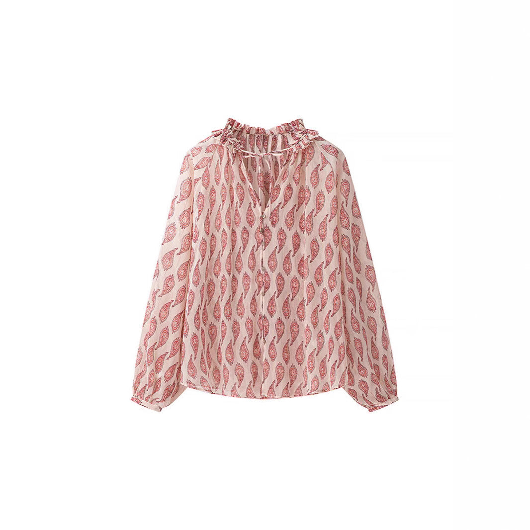 Damen Chiffonbluse mit Volantkragen und Paisley‑Print Echo Archiv