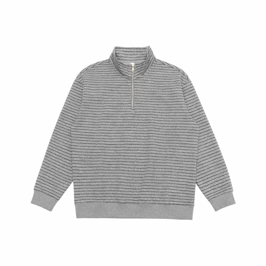 Herren Feinstrick-Halbzip-Pullover mit Stehkragen und feinen Streifen Echoarchiv
