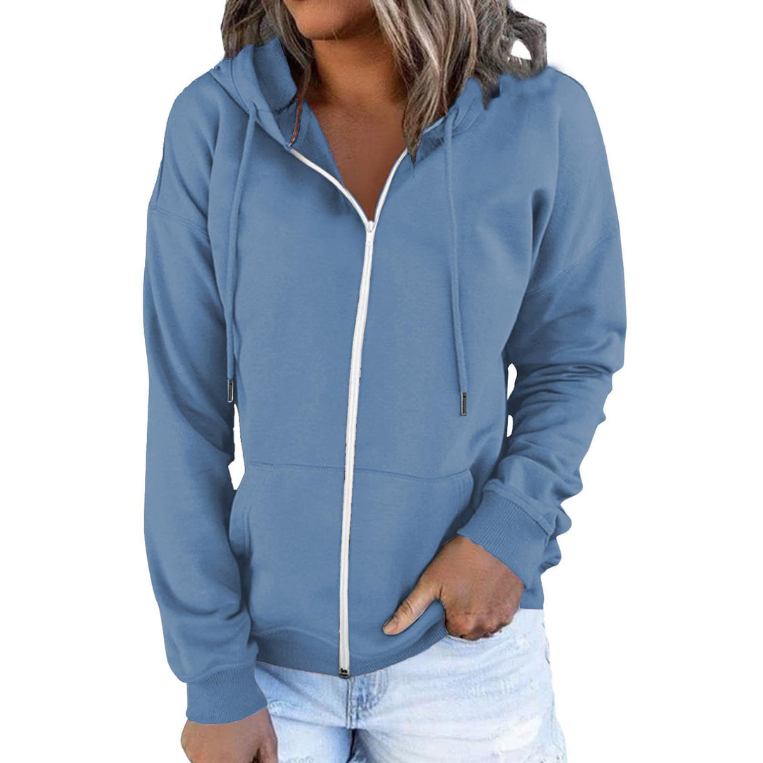 Damen nan leichte Zip-Kapuzenjacke im Relaxed-Fit mit Kängurutasche und gerippten Bündchen Echo Archiv