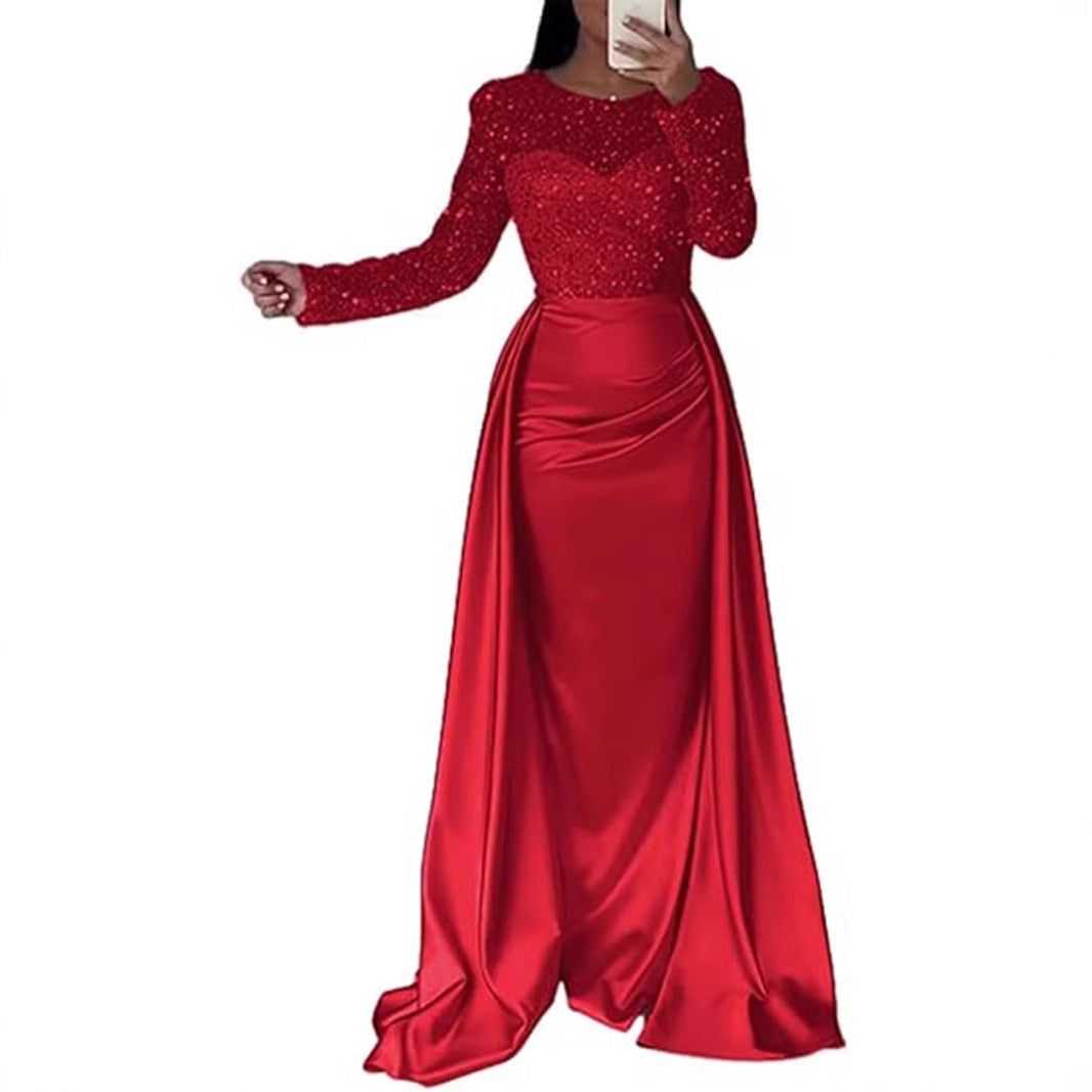 Damen Elegantes Abendkleid mit Glitzerdetails und fließendem Stoff Echoarchiv